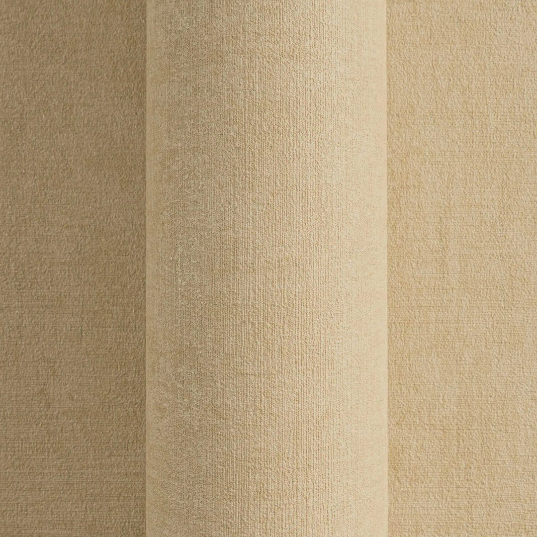 Plain non-woven wallpaper with natural linen texture | beige - 3007653