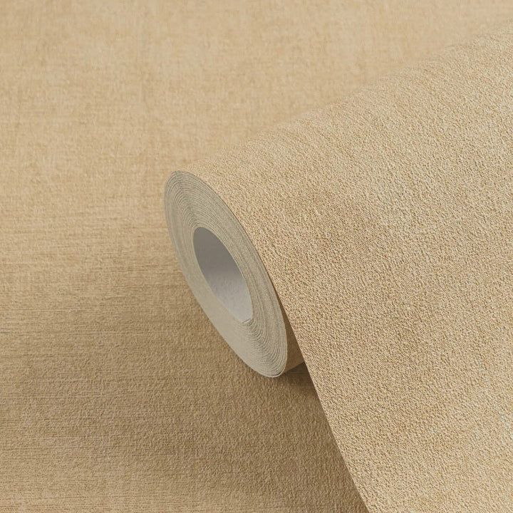 Plain non-woven wallpaper with natural linen texture | beige - 3007653