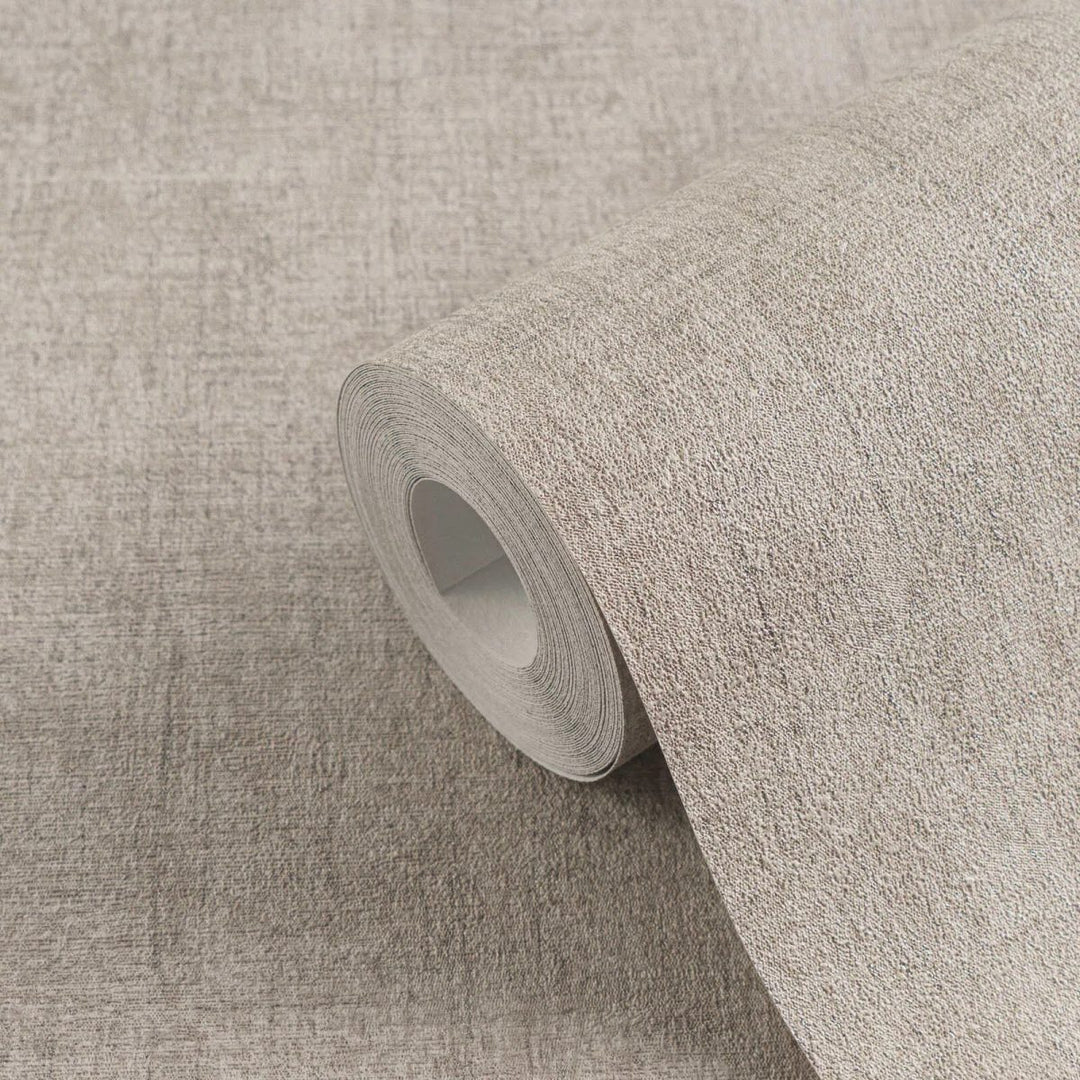 Plain non-woven wallpaper with natural linen texture | gray - 3007654