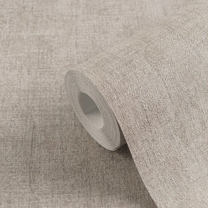 Plain non-woven wallpaper with natural linen texture | gray - 3007654