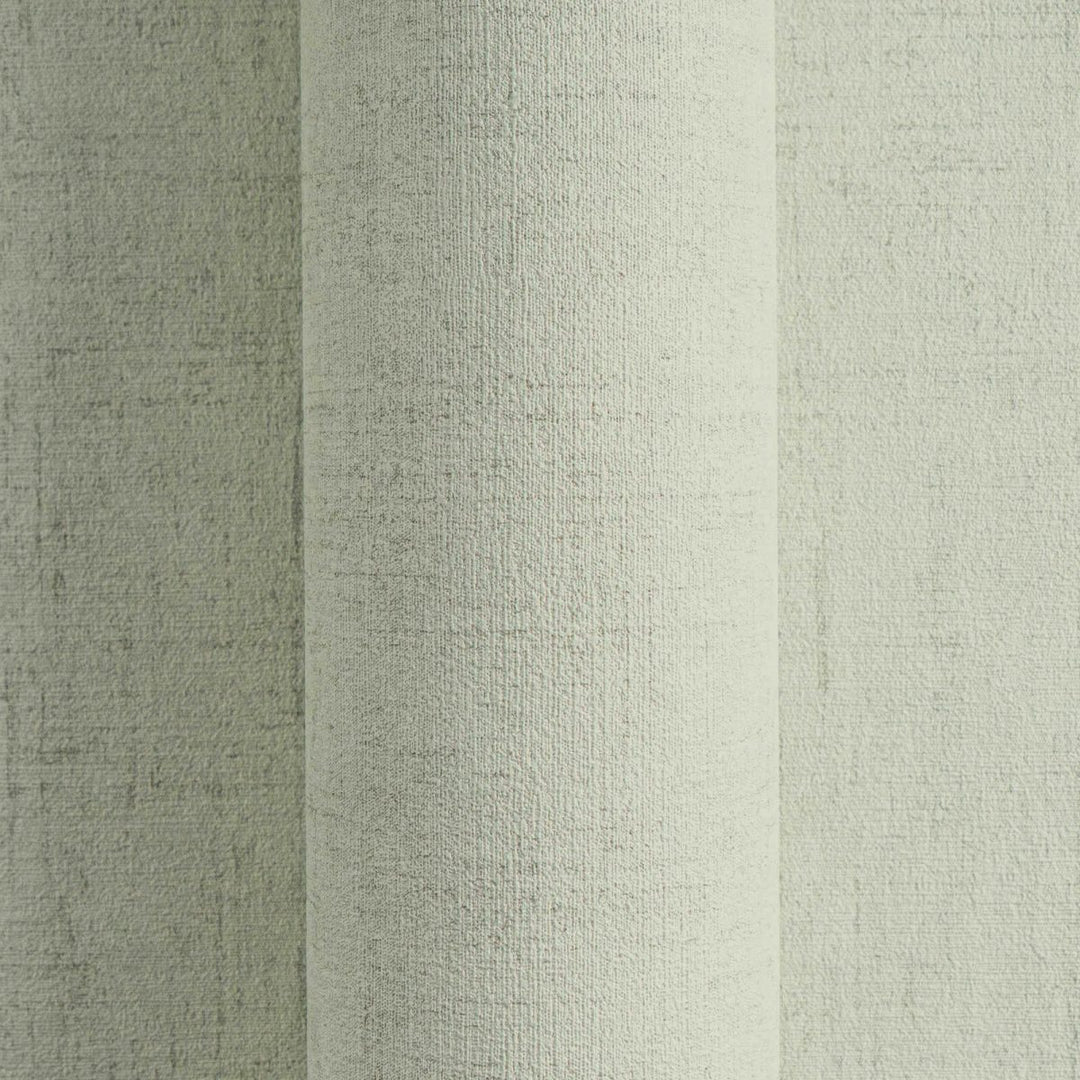 Plain non-woven wallpaper in light sage green with a fine linen texture - 3007656