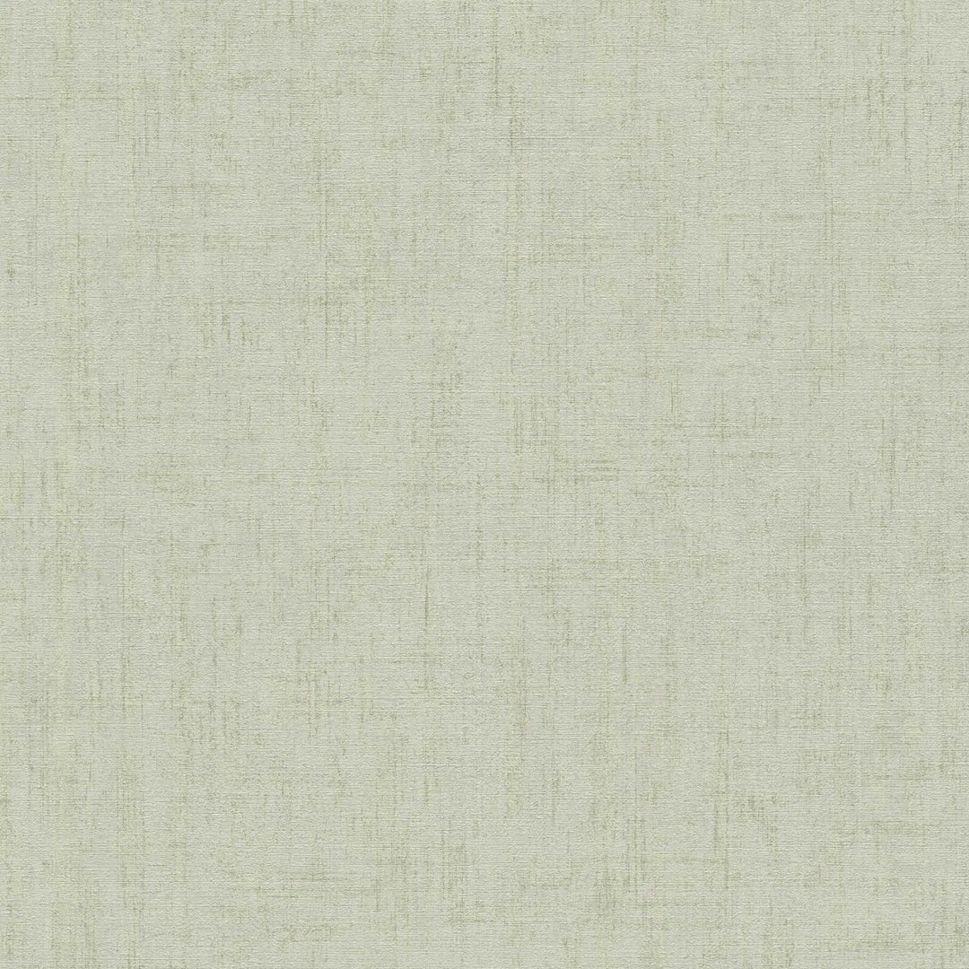 Plain non-woven wallpaper in light sage green with a fine linen texture - 3007656