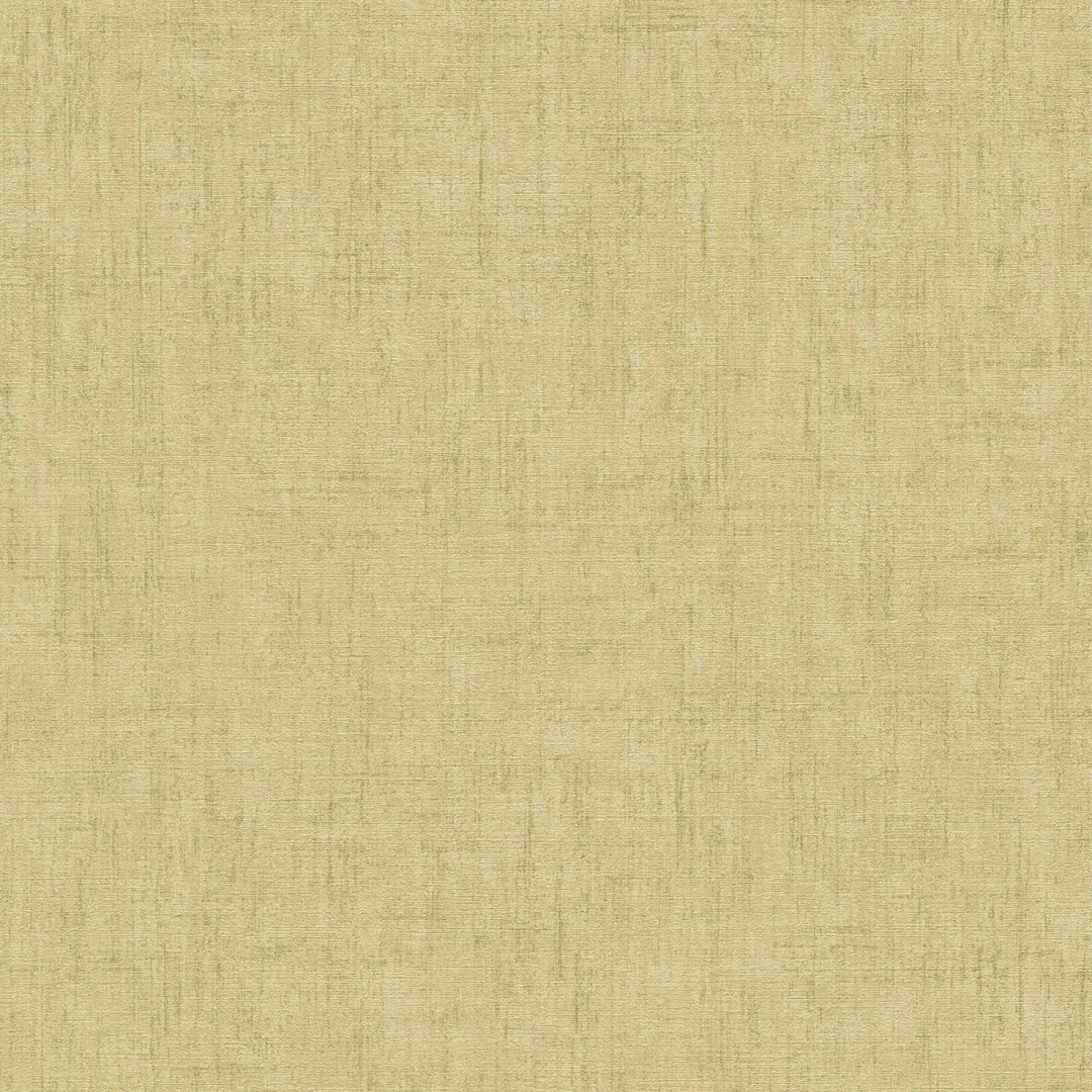 Plain non-woven wallpaper with natural linen texture | greenish yellow - 3007657