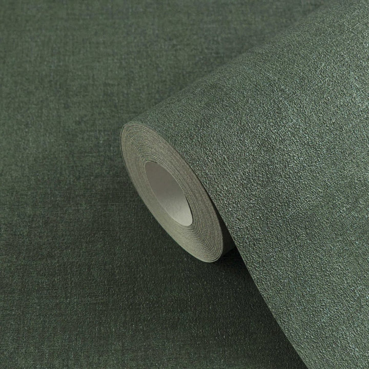Vienkrāsainas tapetes ar smalku auduma izskatu un maigu mirdzuma efektu | tumši zaļā - 3007660