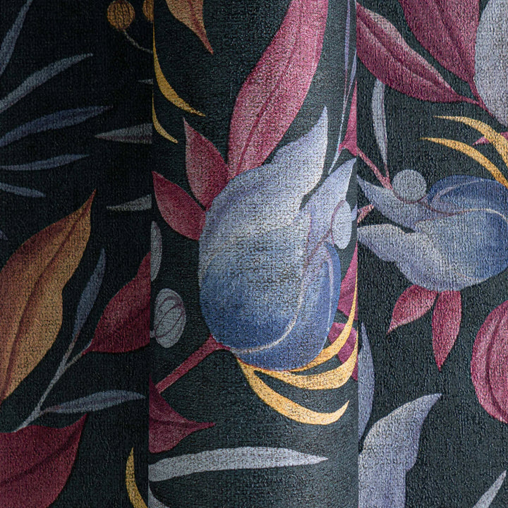 Elegantas neaustas tapetes ar tropu ziediem | zila, roza - 3010137