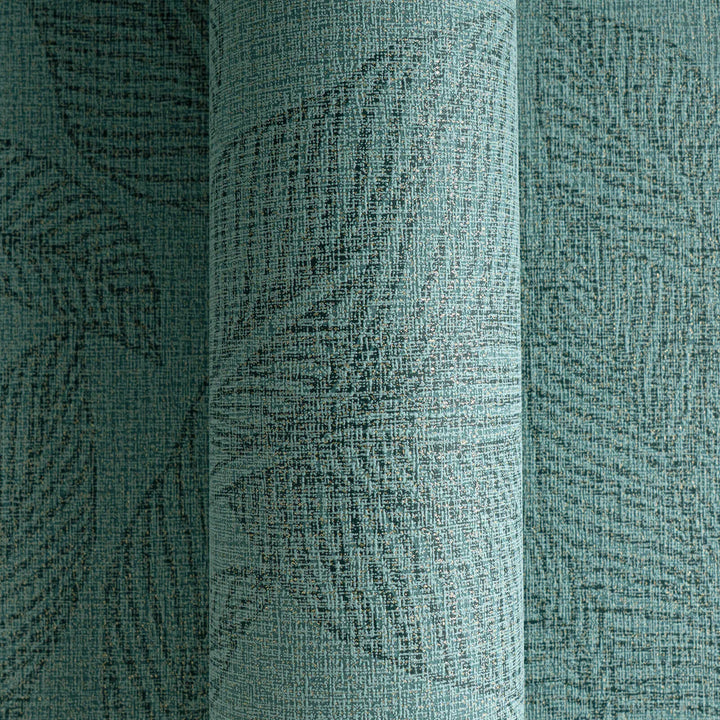 Viegli teksturētas neaustas tapetes ar izsmalcinātu, spīdīgu lapu rakstu zaļā krāsā - 3010164