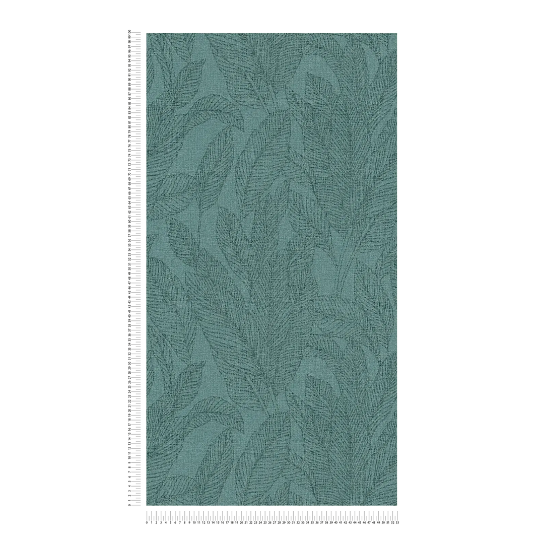 Viegli teksturētas neaustas tapetes ar izsmalcinātu, spīdīgu lapu rakstu zaļā krāsā - 3010164