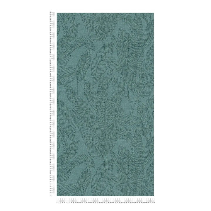 Viegli teksturētas neaustas tapetes ar izsmalcinātu, spīdīgu lapu rakstu zaļā krāsā - 3010164