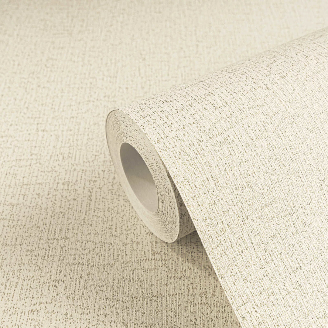 Neaustas tapetes ar maigu virsmas tekstūru | silti baltā, krēmkrāsā, zelta - 3010174