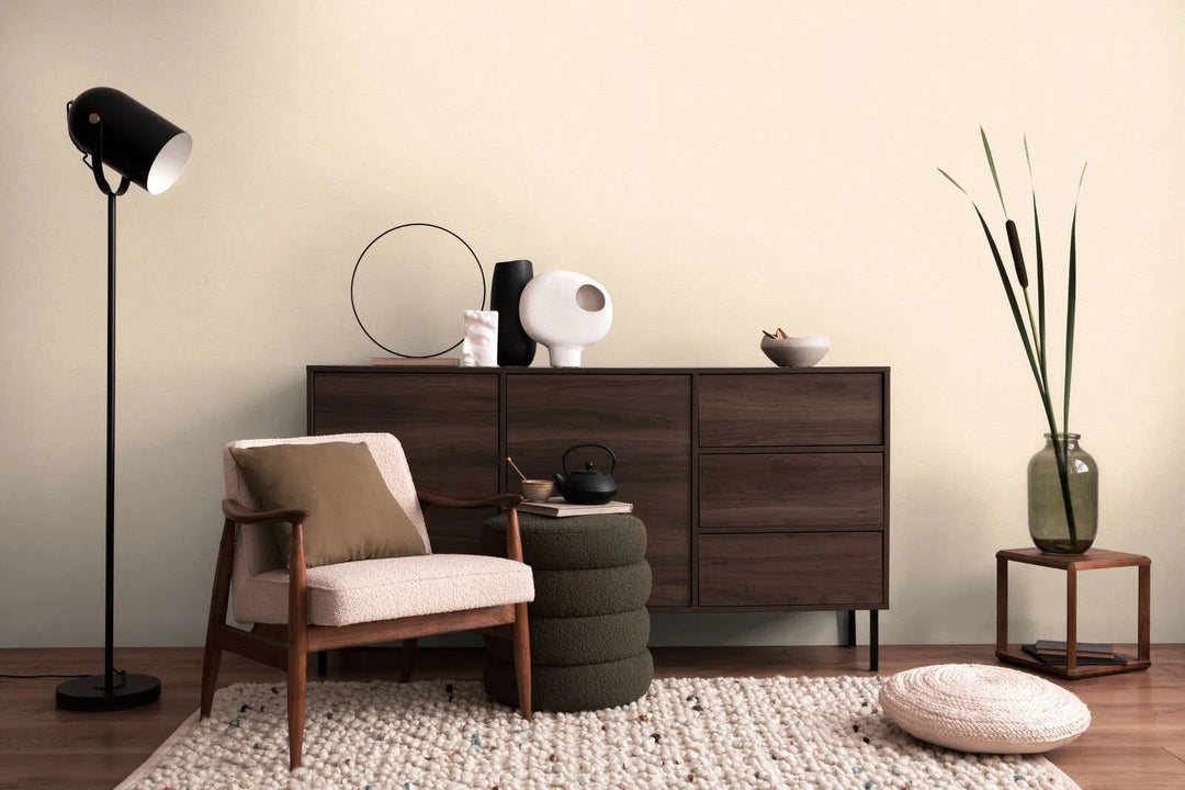 Stilīgas neaustas tapetes ar vieglu tekstūru | smilškrāsa, zelta - 3010175