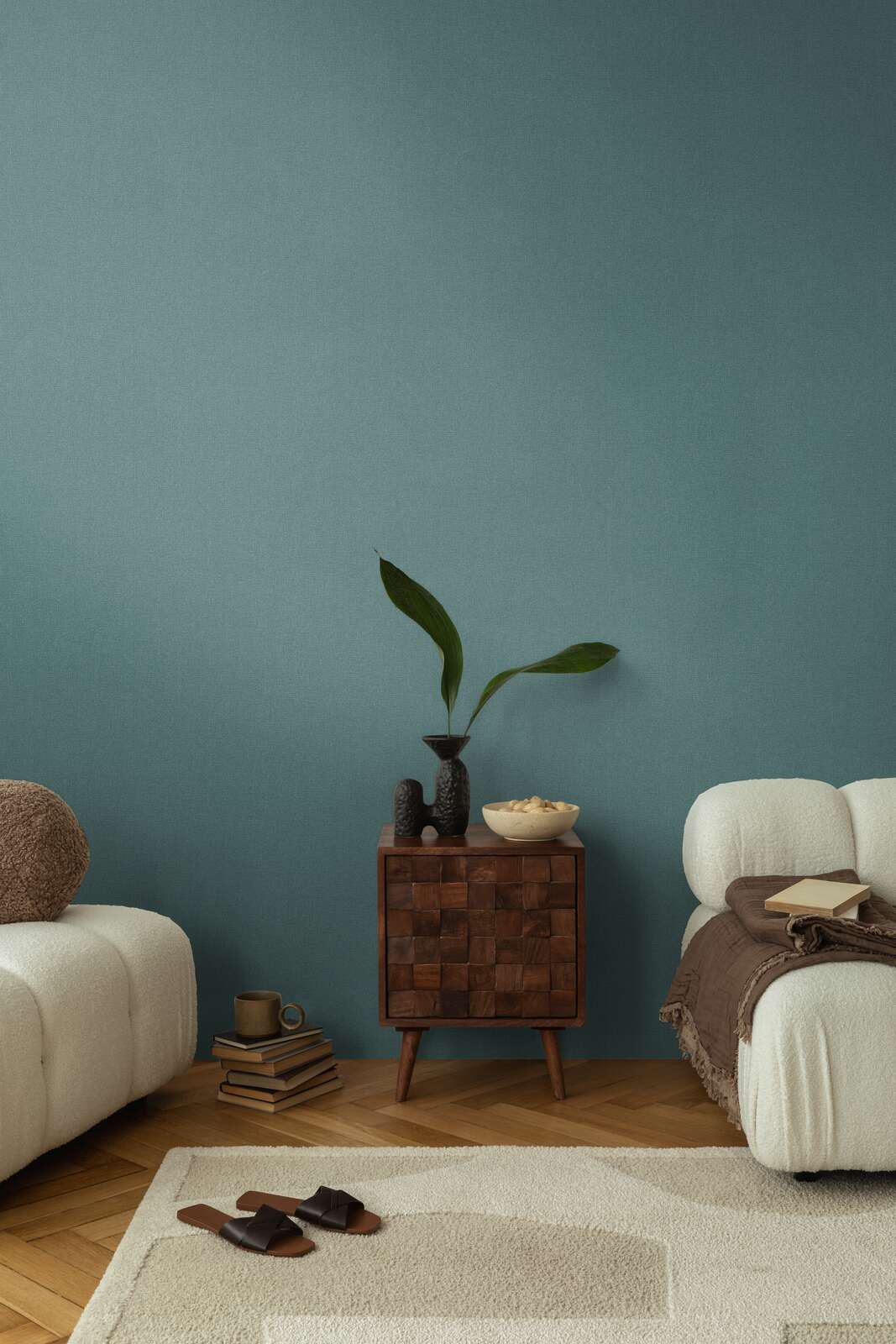 Augstas kvalitātes matētas neaustas tapetes ar vieglu tekstila faktūru | tumši zilā, zelta - 3010177