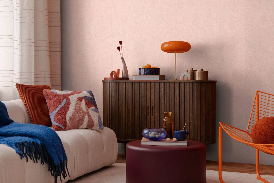 Augstākās kvalitātes neaustas tapetes ar zīdainu, mirdzošu tekstūru | rozā - 3010217