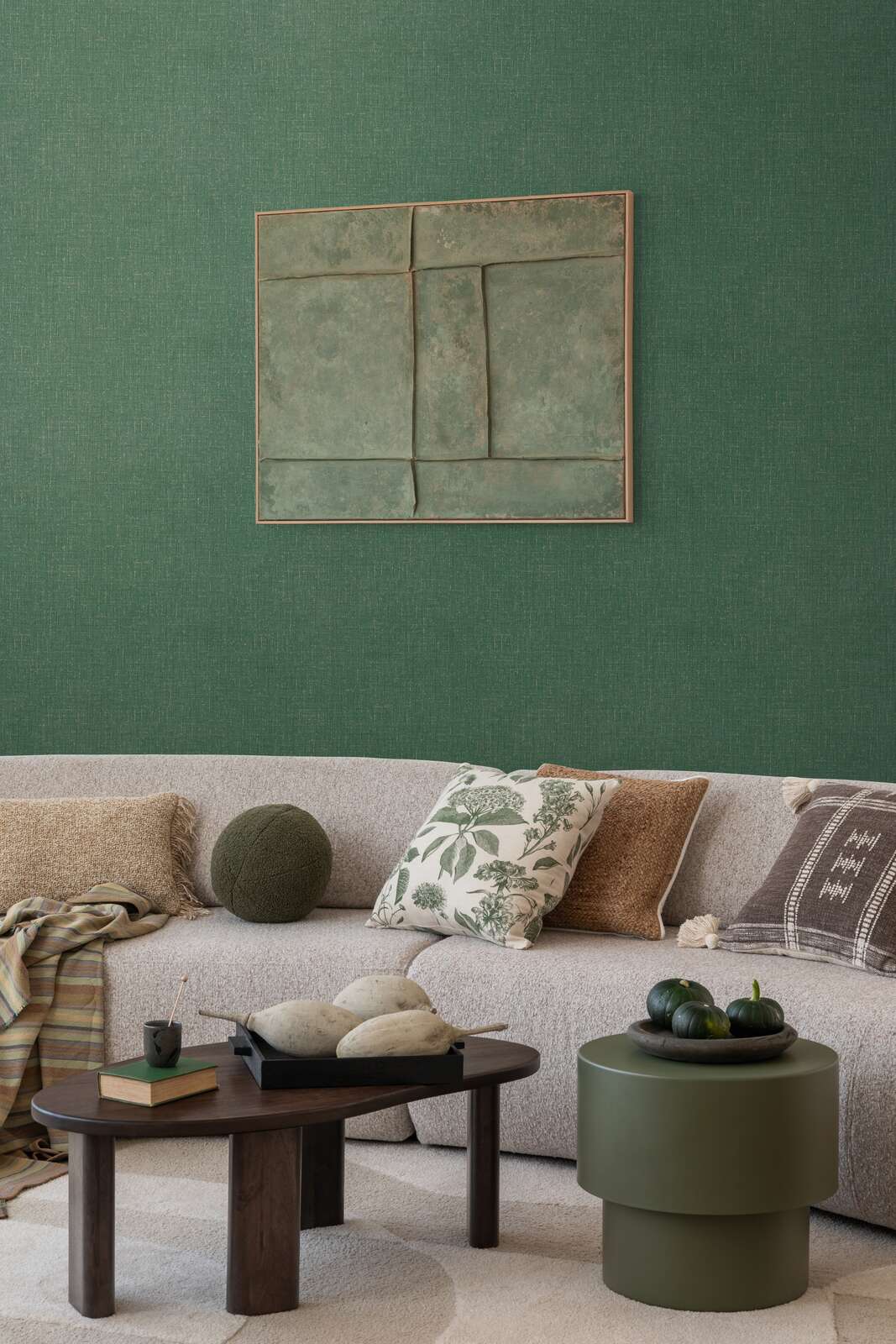 Augstākās kvalitātes neaustas tapetes ar zīdainu, mirdzošu tekstūru | tumši zaļā - 3010221