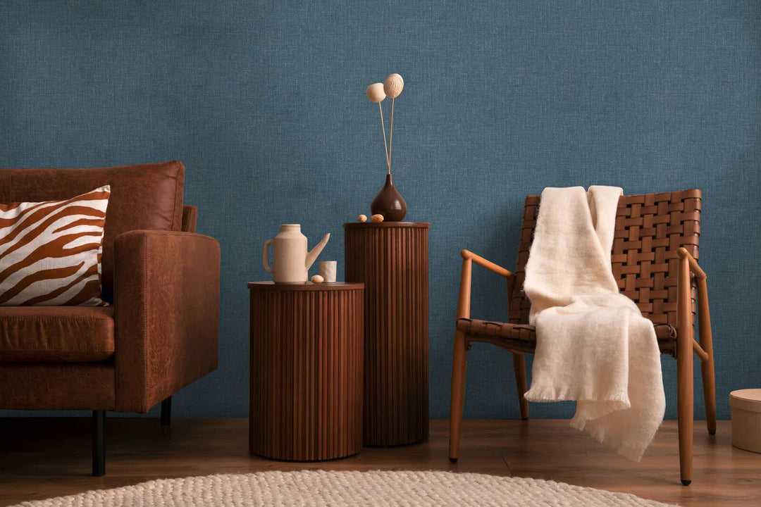 Augstākās kvalitātes neaustas tapetes ar zīdainu, mirdzošu tekstūru | tumši zilā - 3010222