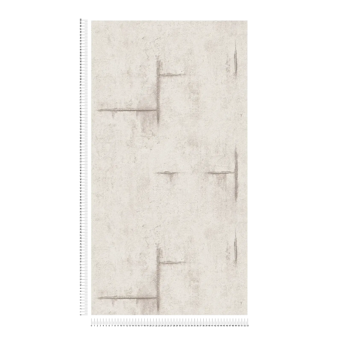 Neaustas tapetes ar betona izskatu un maigu vintāža šarmu | gaiši pelēkā - 3010503