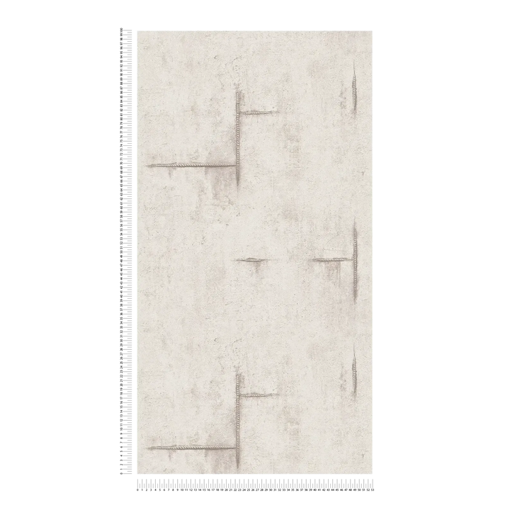 Neaustas tapetes ar betona izskatu un maigu vintāža šarmu | gaiši pelēkā - 3010503