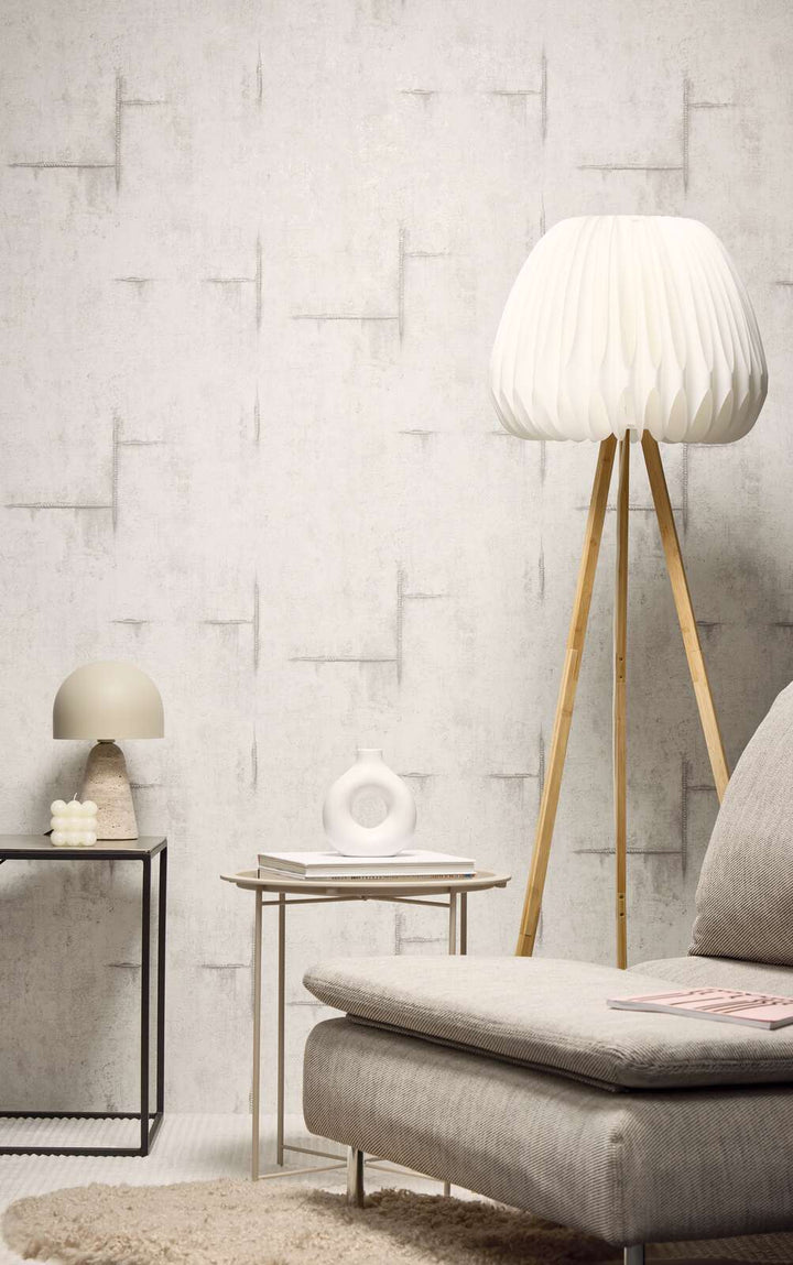 Neaustas tapetes ar betona izskatu un maigu vintāža šarmu | gaiši pelēkā - 3010503