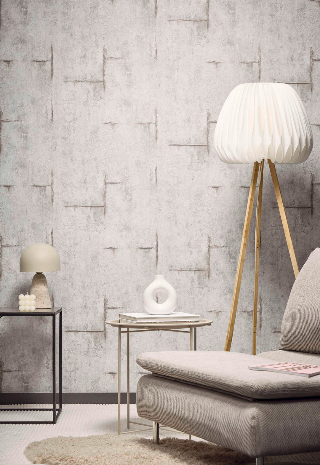 Neaustas tapetes modernam industriālajam stilam | pelēkā - 3010504