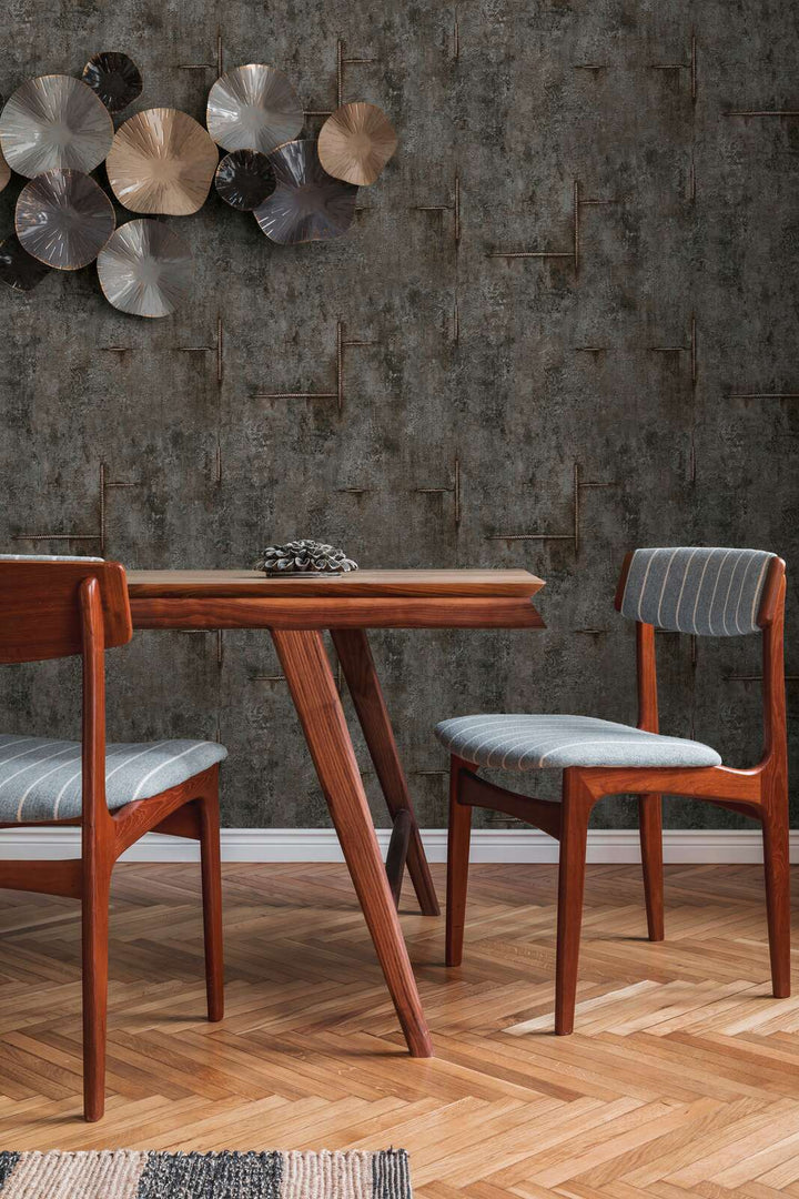 Neaustas tapetes ar autentisku betona rakstu melnā krāsā - 3010507