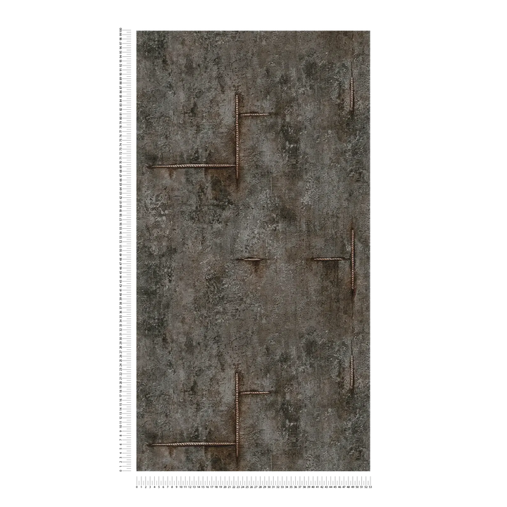 Neaustas tapetes ar autentisku betona rakstu melnā krāsā - 3010507