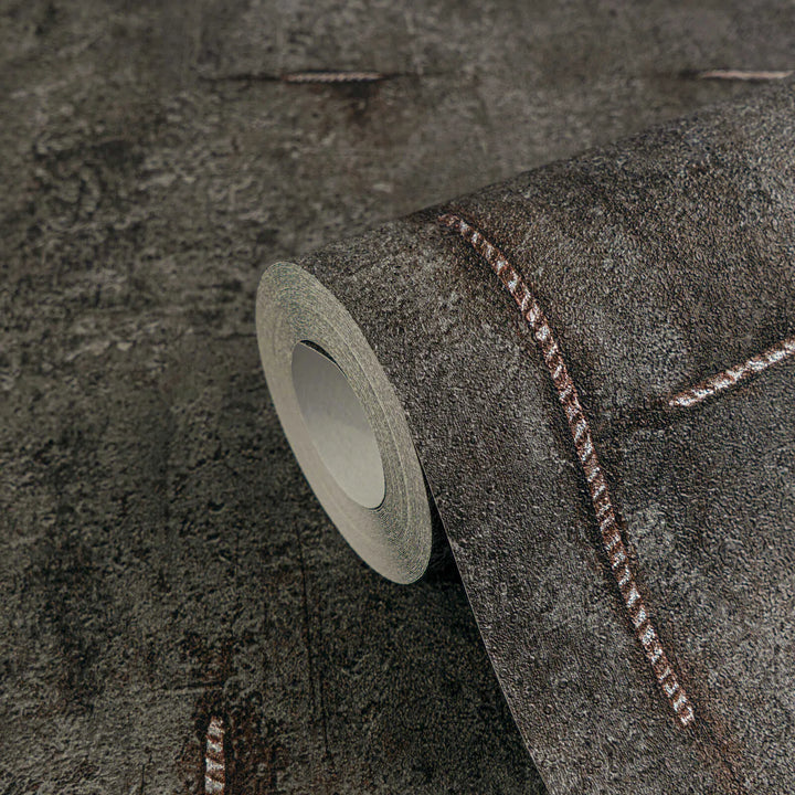 Neaustas tapetes ar autentisku betona rakstu melnā krāsā - 3010507