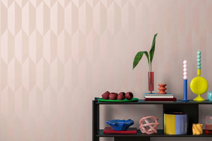 Neaustas tapetes ar modernu, spīdīgu dimantu rakstu - rozā - 3010516