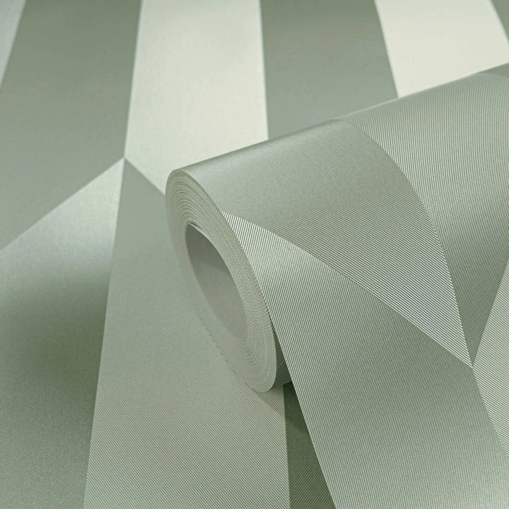 Neaustas tapetes ar mirdzošu dimantu rakstu un stilīgu dziļuma efektu | zaļā - 3010520