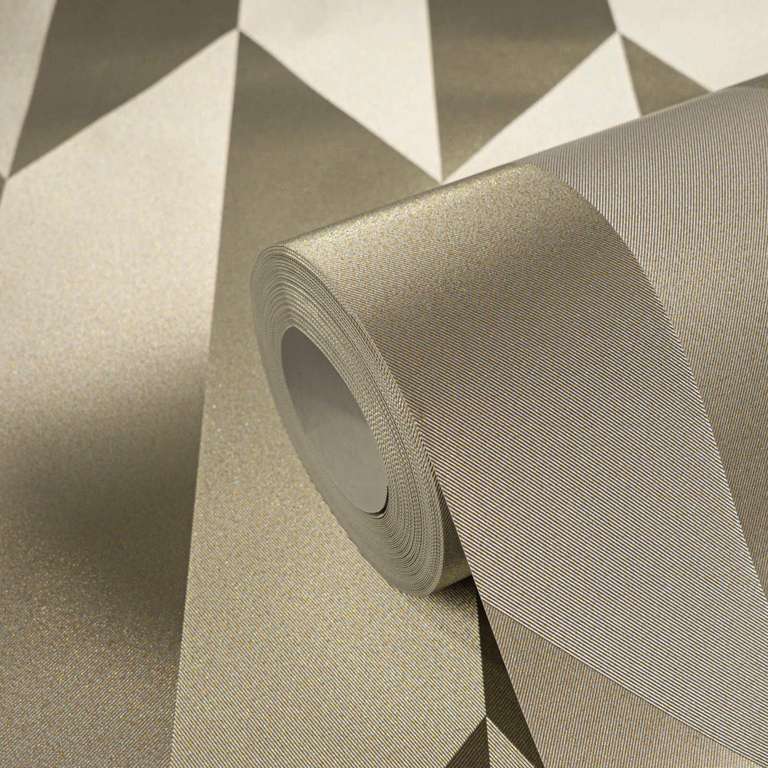 Tapetes ar mirdzošu ģeometrisku rakstu | zeltā krāsā - 3010521