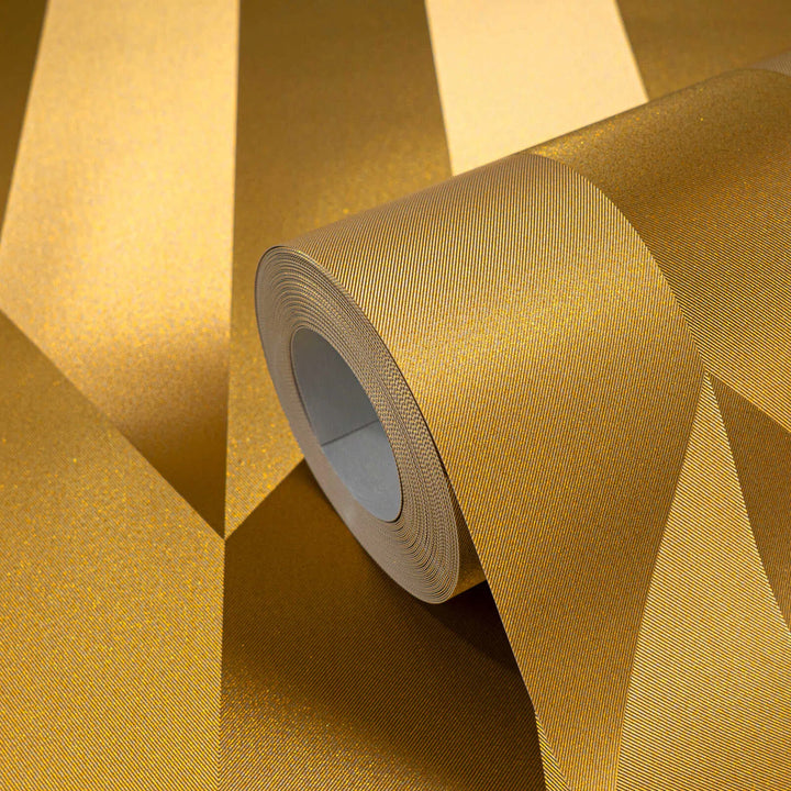 Neaustas tapetes ar spīdīgu retro rakstu košās krāsās – zelta - 3010522