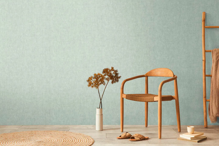 Neaustas tapetes ar smalku lina tekstūru | zaļā - 3011063