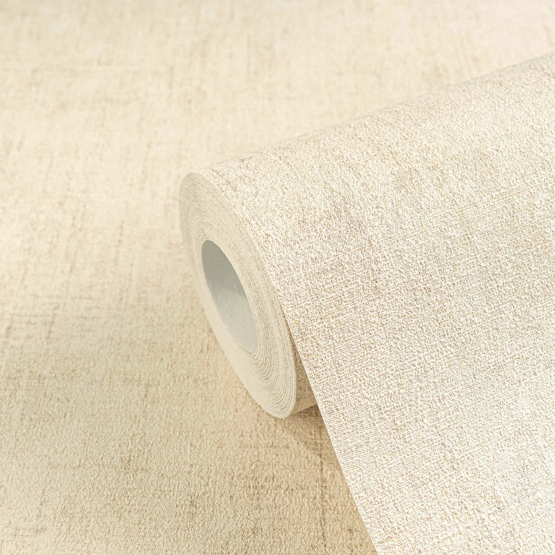 Non-woven wallpaper with natural textile texture | cream - 3011070