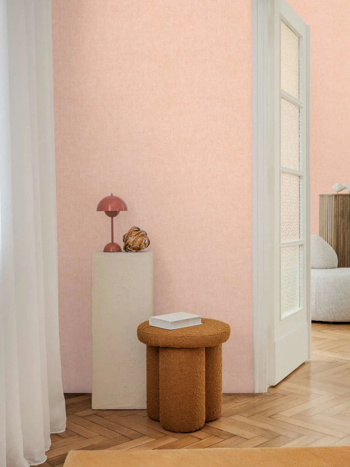 Non-woven wallpaper with a minimalist textile look| in pink - 3011072
