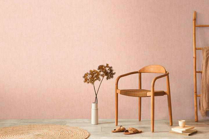 Non-woven wallpaper with a minimalist textile look| in pink - 3011072