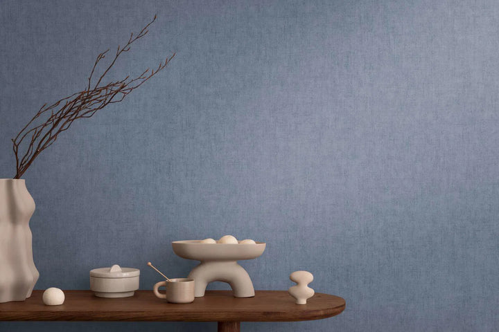 Neaustas tapetes ar dabisku tekstila faktūru | tumši zilā - 3011076