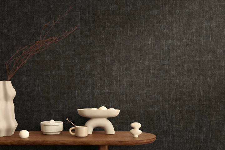 Neaustas tapetes ar smalku lina izskatu | melnā krāsā - 3011101