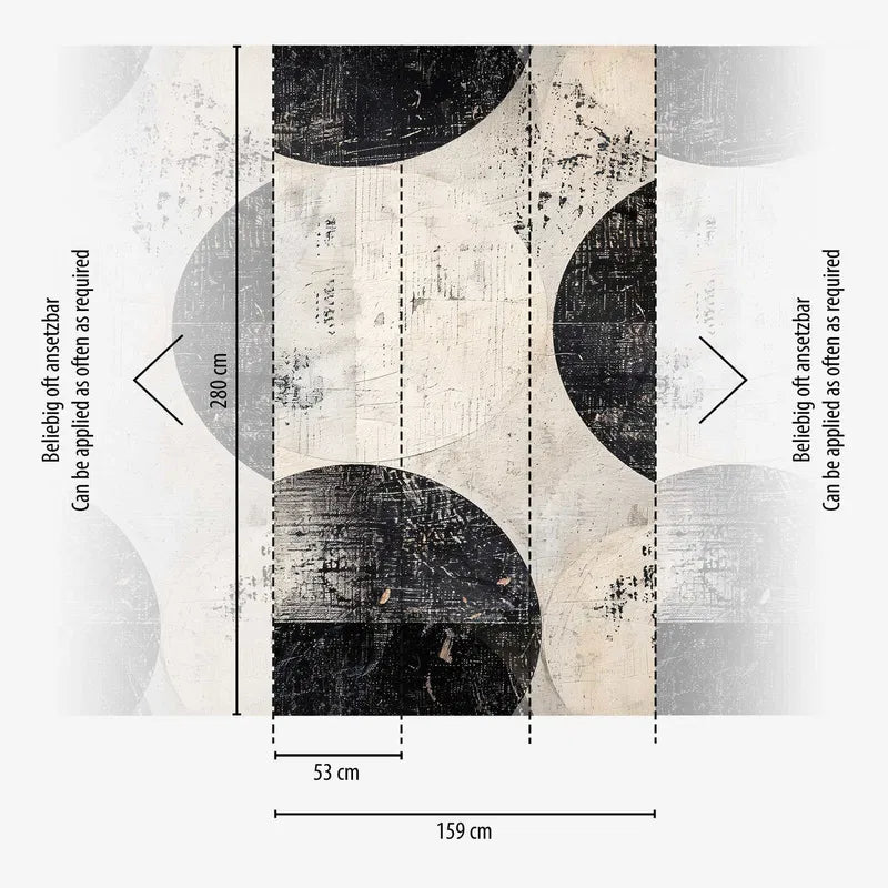 Dekoratīvās tapetes ar lieliem melniem apļiem uz gaiša fona - 3011621