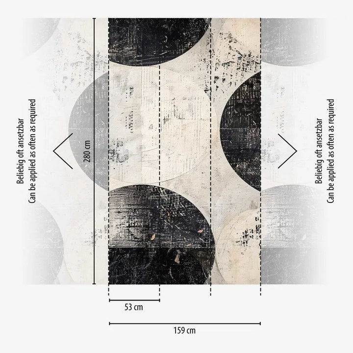 Dekoratīvās tapetes ar lieliem melniem apļiem uz gaiša fona - 3011621
