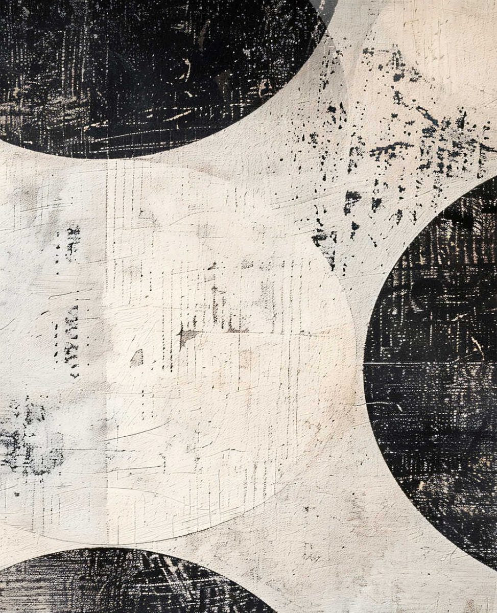 Dekoratīvās tapetes ar lieliem melniem apļiem uz gaiša fona - 3011621