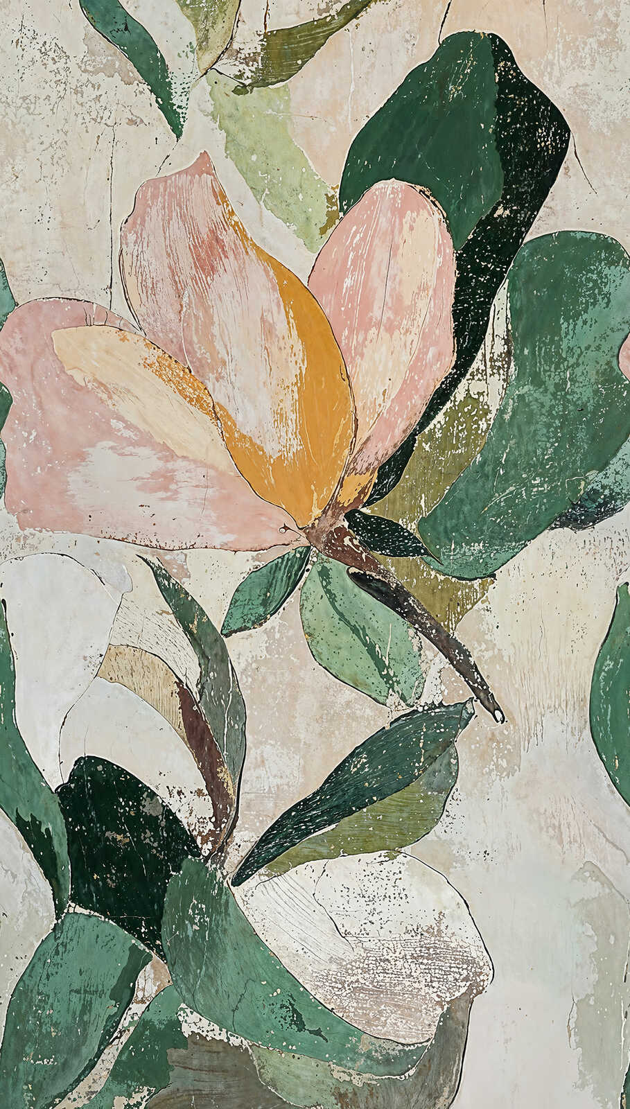 Dekoratīvas tapetes ar lieliem ziediem un sulīgām lapām - 3011623