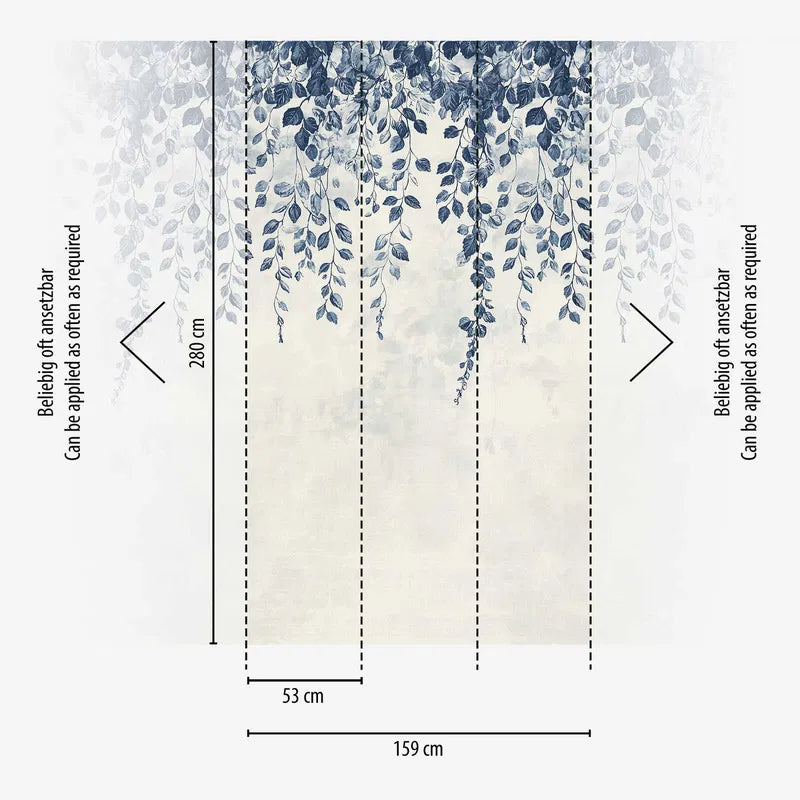 Dekoratīvas tapetes ar ziliem zariem - 3011625