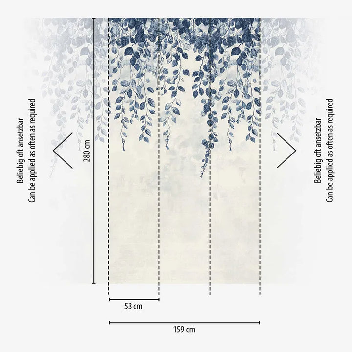 Dekoratīvas tapetes ar ziliem zariem - 3011625