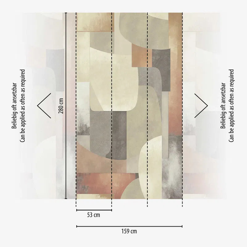 Dekoratīvas tapetes ar ģeometriskām formām maigos zemes toņos - 3011636