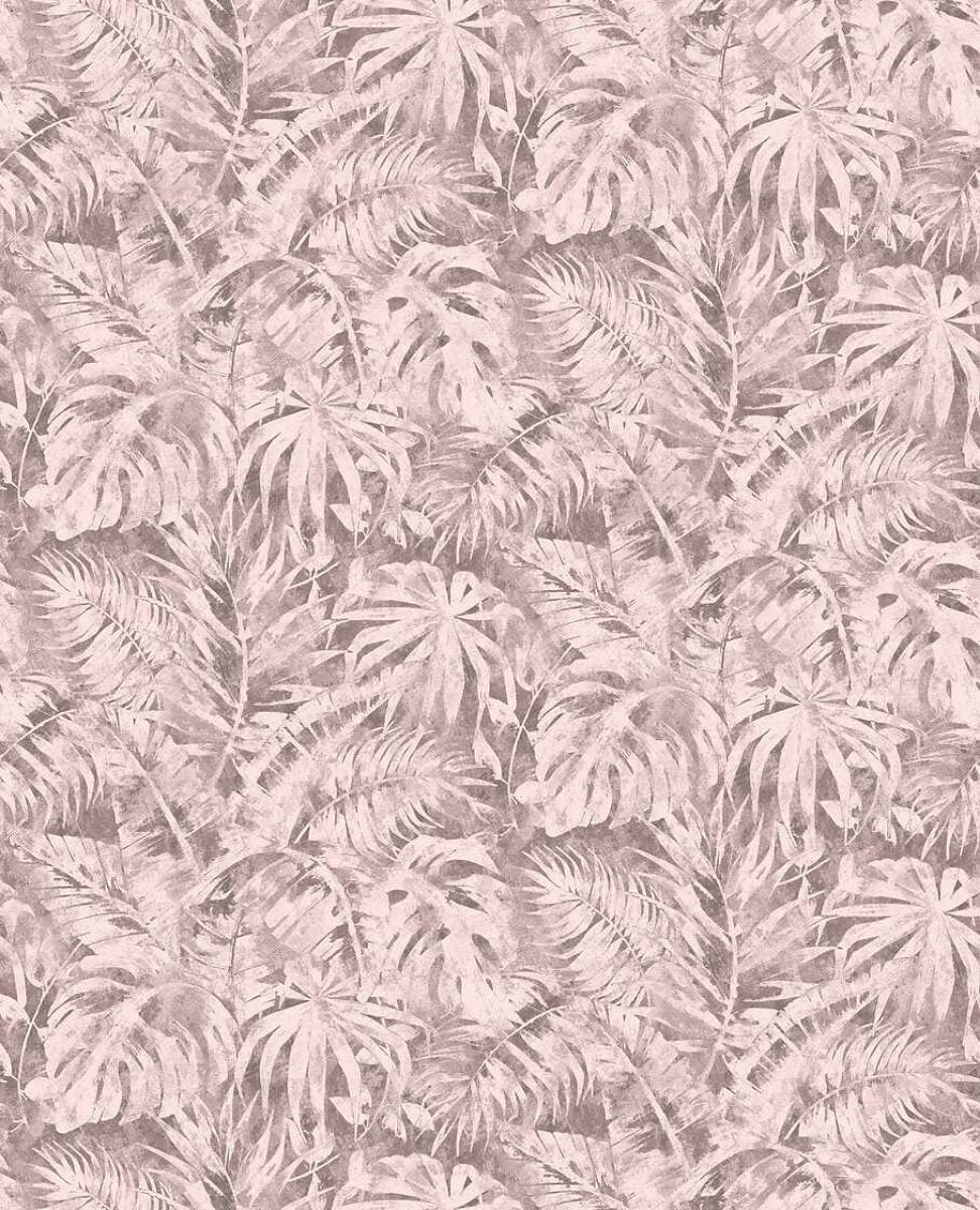 Dekoratīvas tapetes ar palmu lapām  rozā krāsā - 3011641