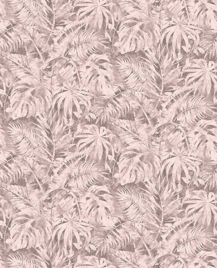 Dekoratīvas tapetes ar palmu lapām  rozā krāsā - 3011641