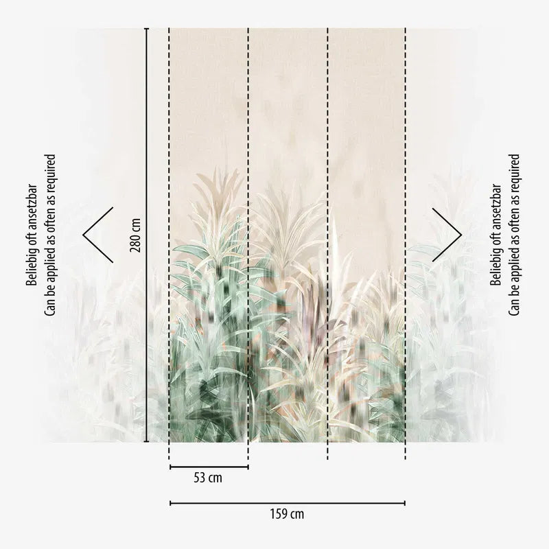 Dekoratīvas tapetes ar izsmalcinātiem pļavas un zāles motīviem uz gaiša fona - 3011643