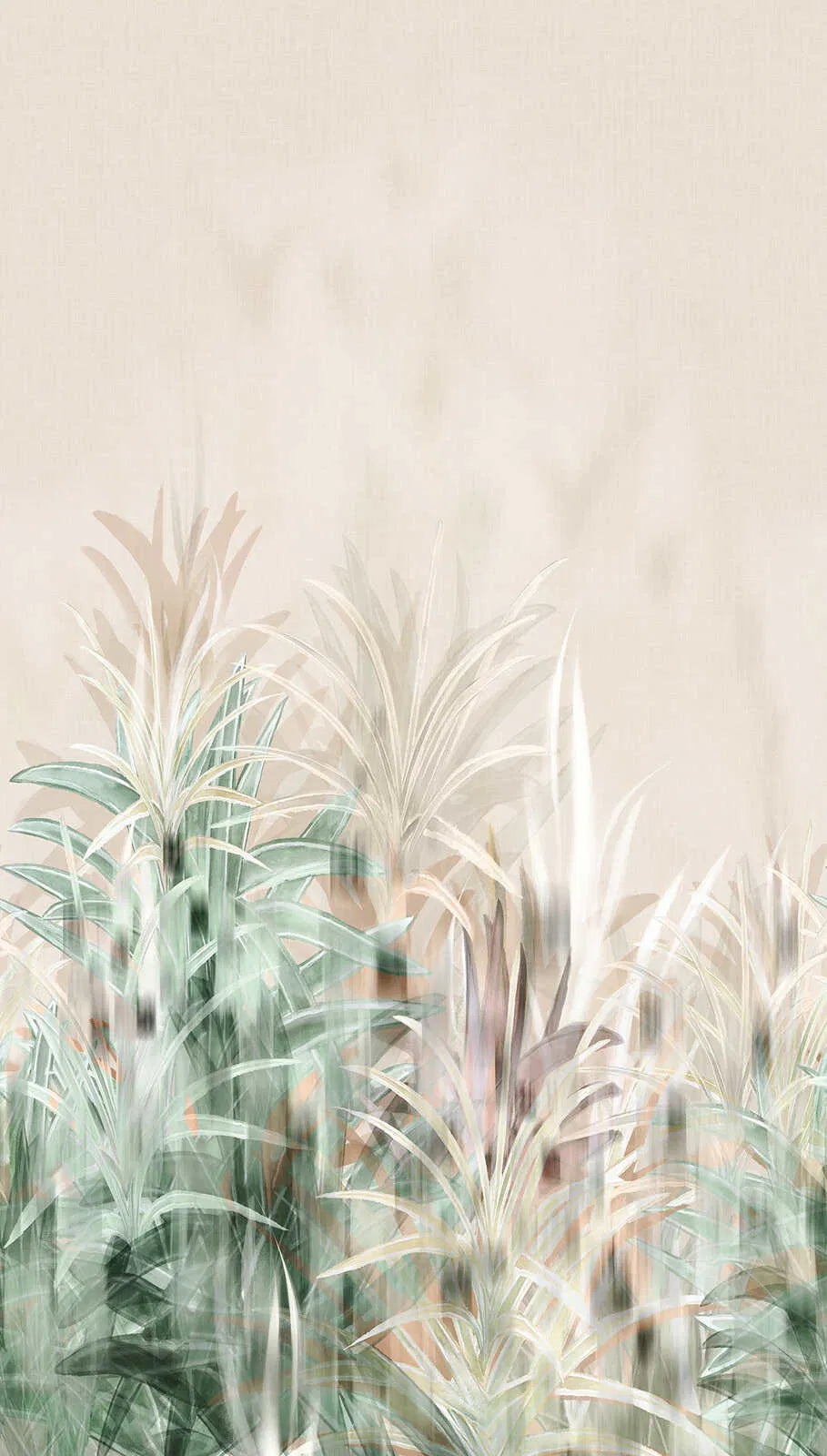 Dekoratīvas tapetes ar izsmalcinātiem pļavas un zāles motīviem uz gaiša fona - 3011643