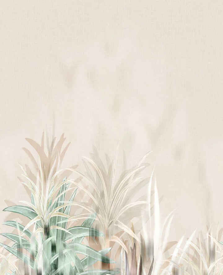 Dekoratīvas tapetes ar izsmalcinātiem pļavas un zāles motīviem uz gaiša fona - 3011643