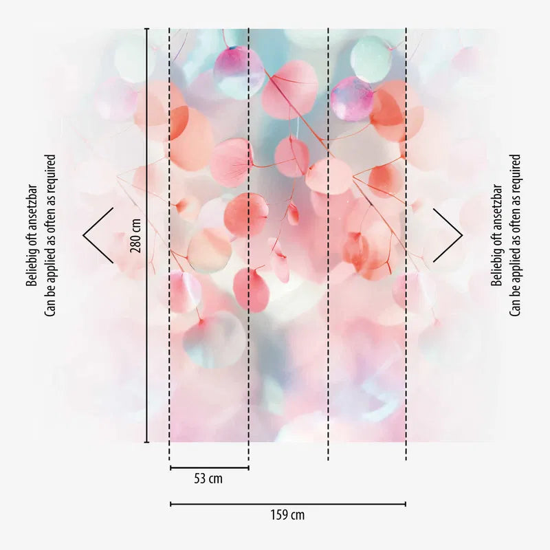 Decorative wallpaper with leaf motif in soft pink - 3011777