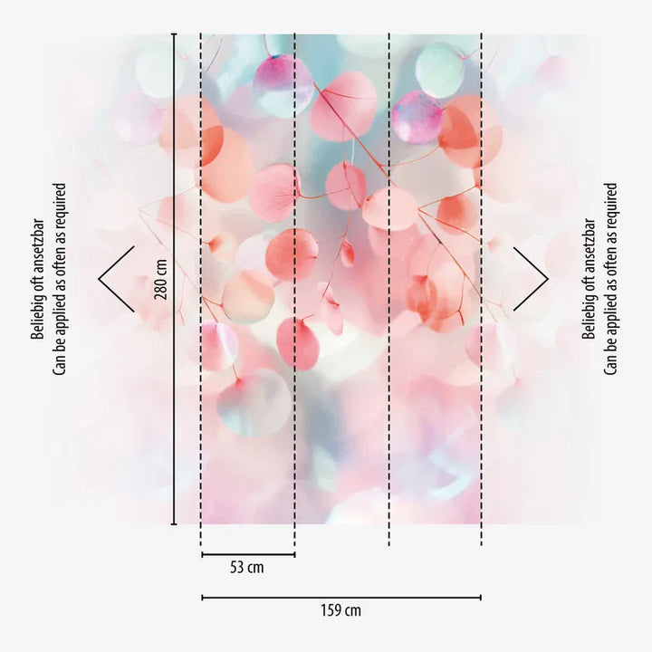 Decorative wallpaper with leaf motif in soft pink - 3011777