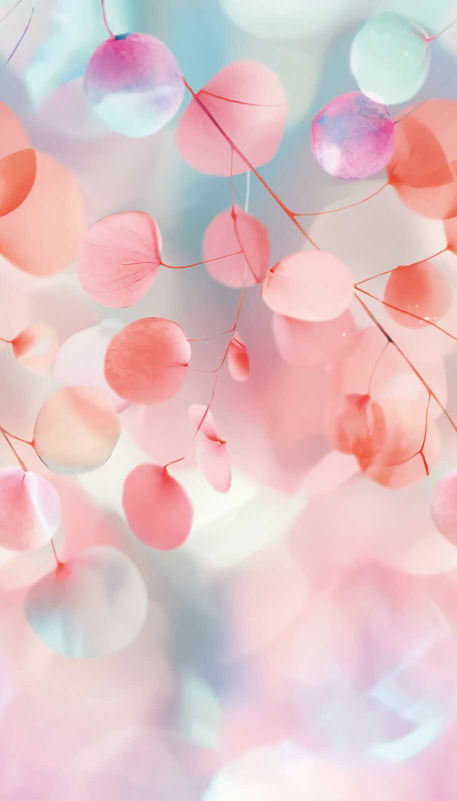 Decorative wallpaper with leaf motif in soft pink - 3011777